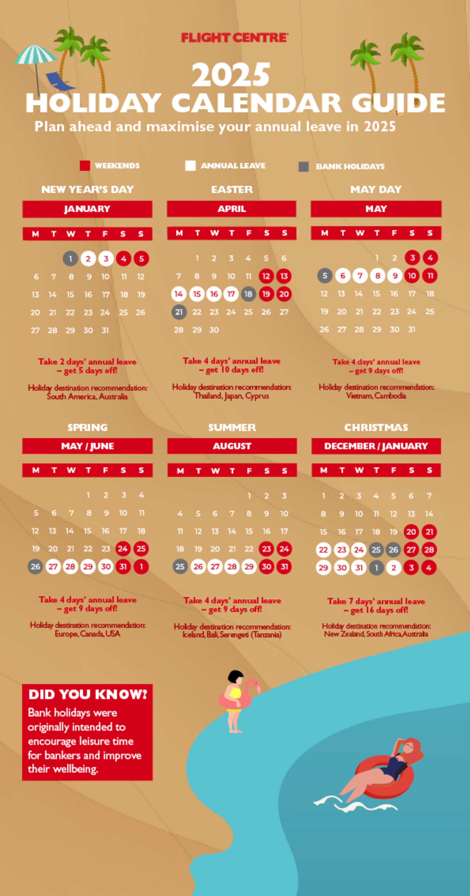 2025 Holiday Calendar Guide Flight Centre UK